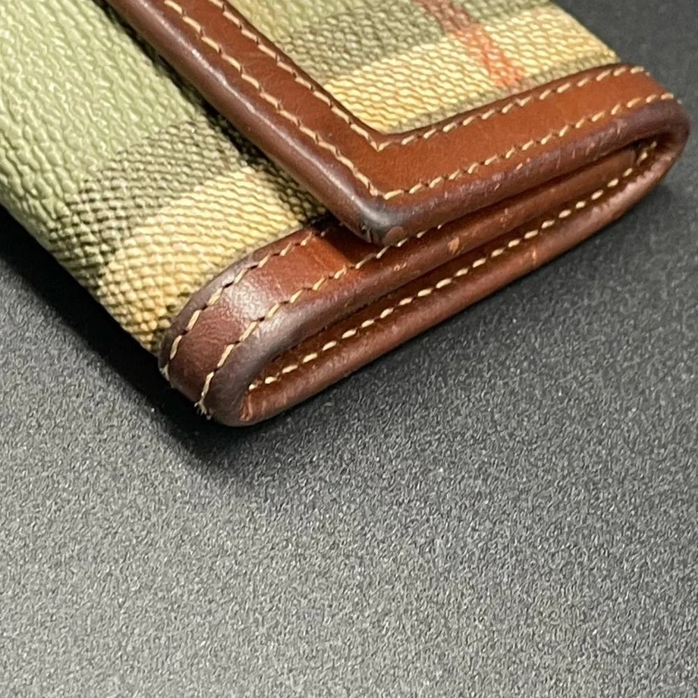 Rare Burberry Vintage Green Novacheck with Horse Pattern Key Holder